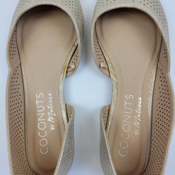 Coconuts by Matisse Gold Perforated D'orsay Pointed Toe Flats NWOT Size 8 - Picture 6 of 7